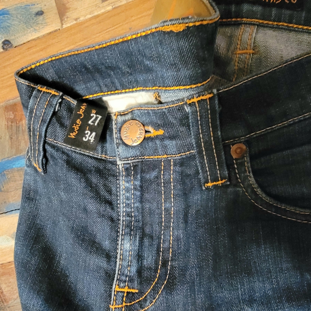 Nudie Jeans Dark Denim with Orange Stitching